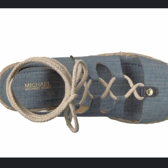 Michael by Michael Kohrs Denim Style Rope Strapy Tie Up Sandals Like New - Picture 1 of 10